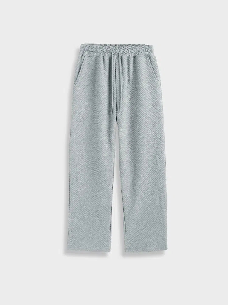 GRAY TEXTURED HOODIE AND PANTS SET - STREETWEAR JOGGING SET