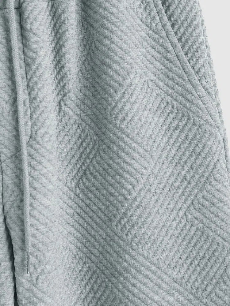 GRAY TEXTURED HOODIE AND PANTS SET - STREETWEAR JOGGING SET