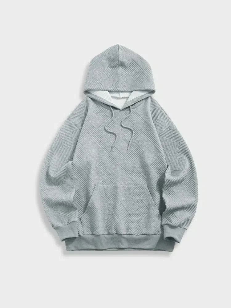 GRAY TEXTURED HOODIE AND PANTS SET - STREETWEAR JOGGING SET