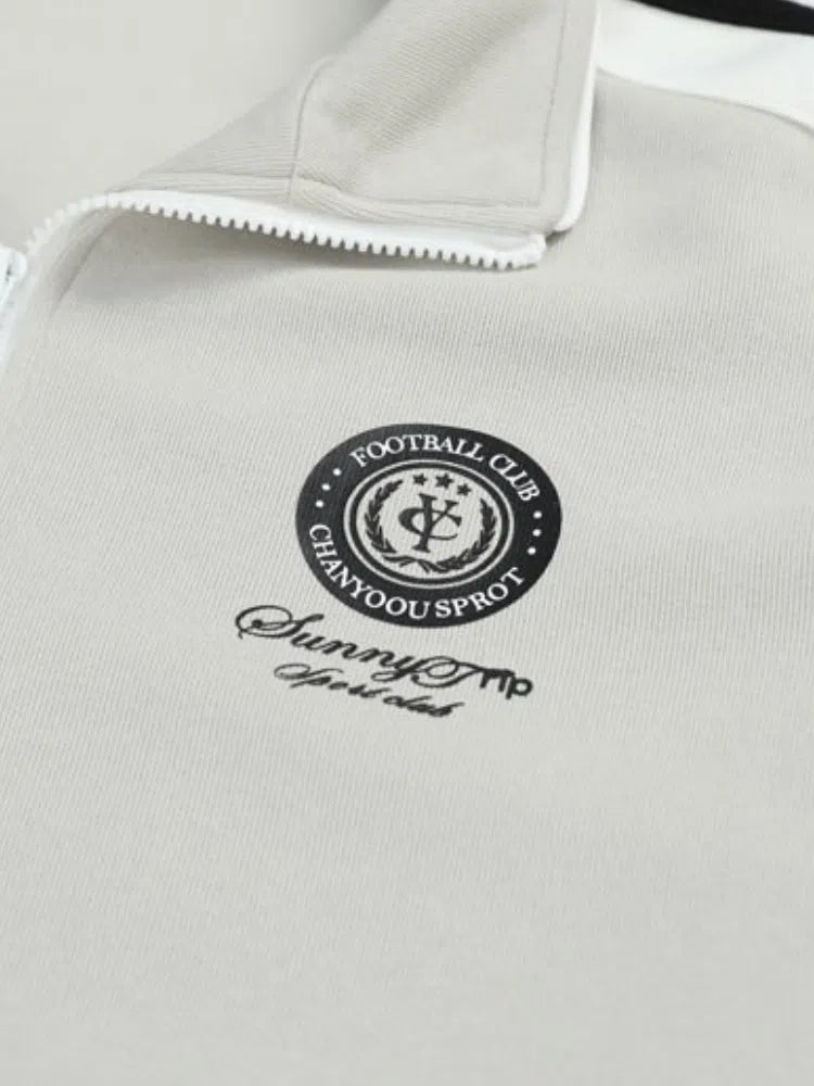 GRAY TRACK JACKET WITH STRIPED SLEEVES - OFFRE UNE STREETWEAR VINTAGE UNISEXE