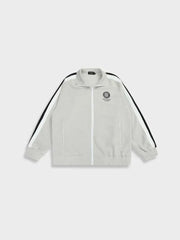 GRAY TRACK JACKET WITH STRIPED SLEEVES - OFFRE UNE STREETWEAR VINTAGE UNISEXE