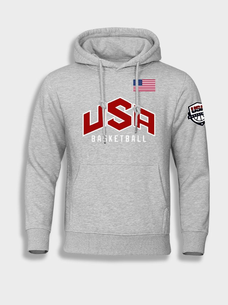 GRAY USA BASKETBALL HOODIE FOR EVERYDAY WEAR - STYLISH HOODIE