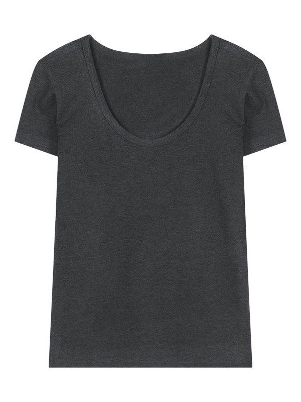 GRAY V-NECK T-SHIRT SOLID COLOR CLASSIC FOR EVERYDAY WEAR