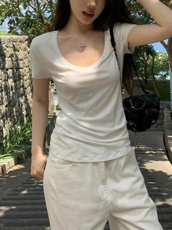 GRAY V-NECK T-SHIRT SOLID COLOR CLASSIC FOR EVERYDAY WEAR