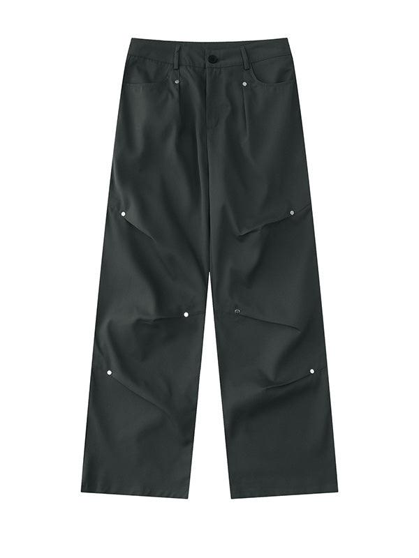 GRAY WIDE-LEG CARGO PANTS - LOOSE FIT Y2K STYLE