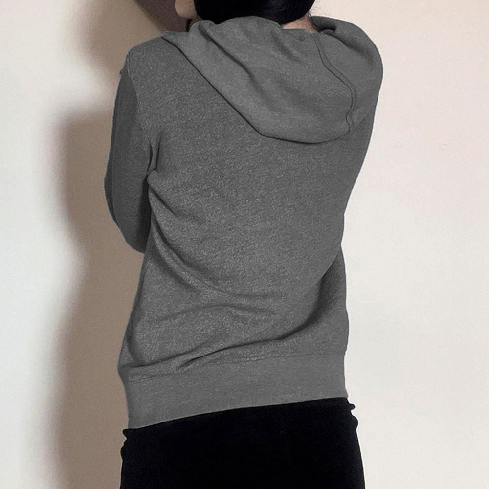 GRAY ZIP-UP HOODIE WITH SKELETON PRINT FOR MEN AND WOMEN