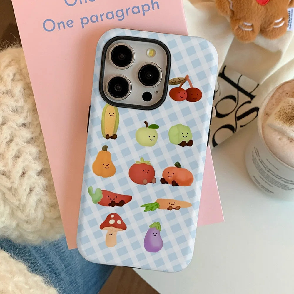 GREEN APPLE GRIP IPHONE CASE CARTOON VEGETABLE DESIGN