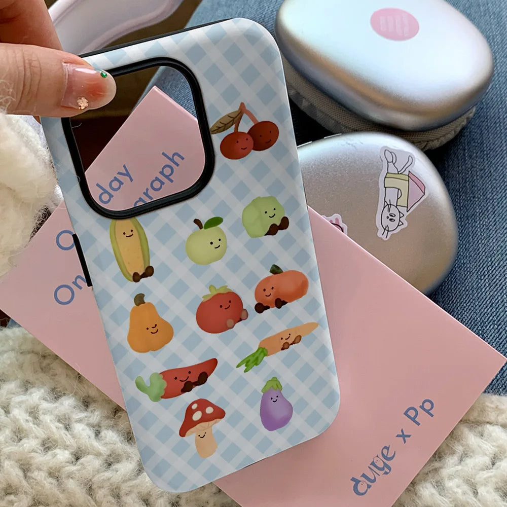 GREEN APPLE GRIP IPHONE CASE CARTOON VEGETABLE DESIGN