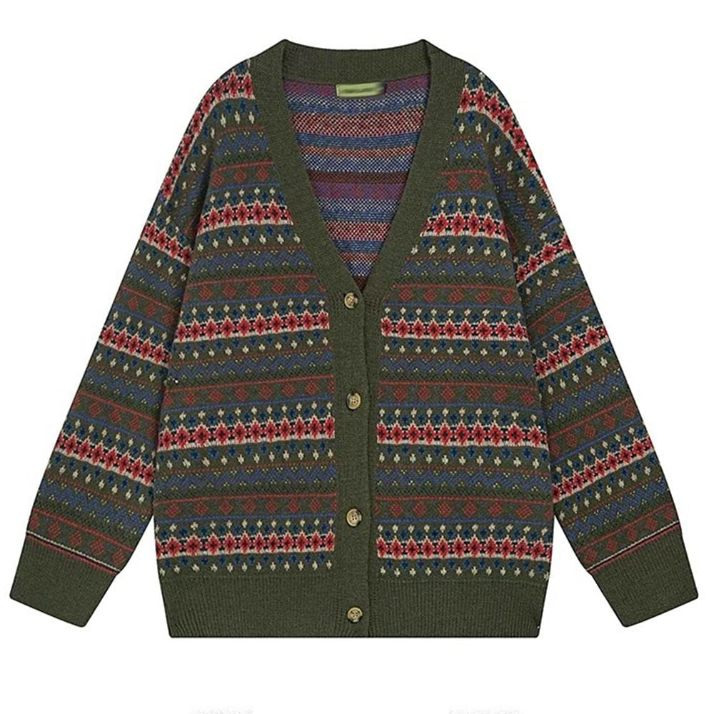 GREEN FAIR ISLE CARDIGAN VINTAGE FAIR KNIT