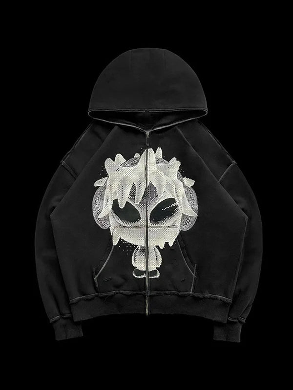 GREEN GRAPHIC VINTAGE-INSPIRED OVERSIZED HOODIE