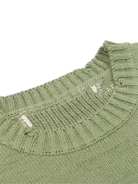 GREEN KNIT SWEATER WITH SKELETON DESIGN Y2K VINTAGE SKELETON