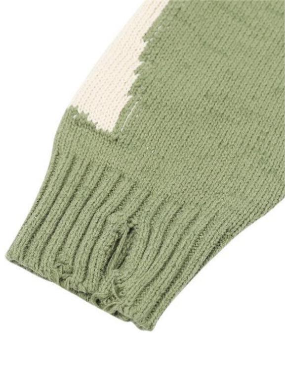 GREEN KNIT SWEATER WITH SKELETON DESIGN Y2K VINTAGE SKELETON