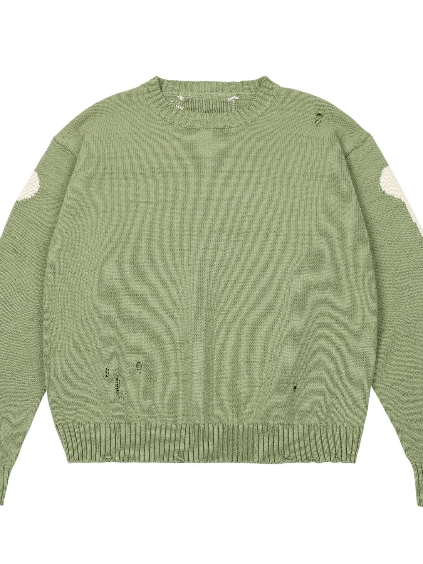 GREEN KNIT SWEATER WITH SKELETON DESIGN Y2K VINTAGE SKELETON