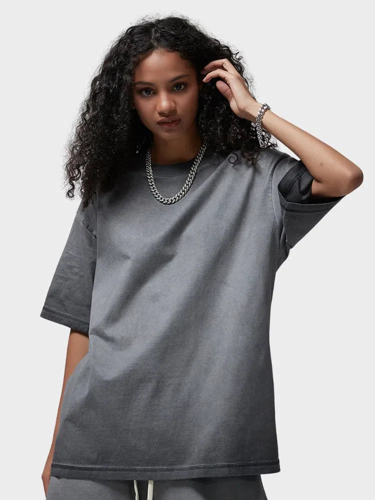 GREEN OMBRE T-SHIRT WITH DECARBA GRADIENT WASHED DESIGN