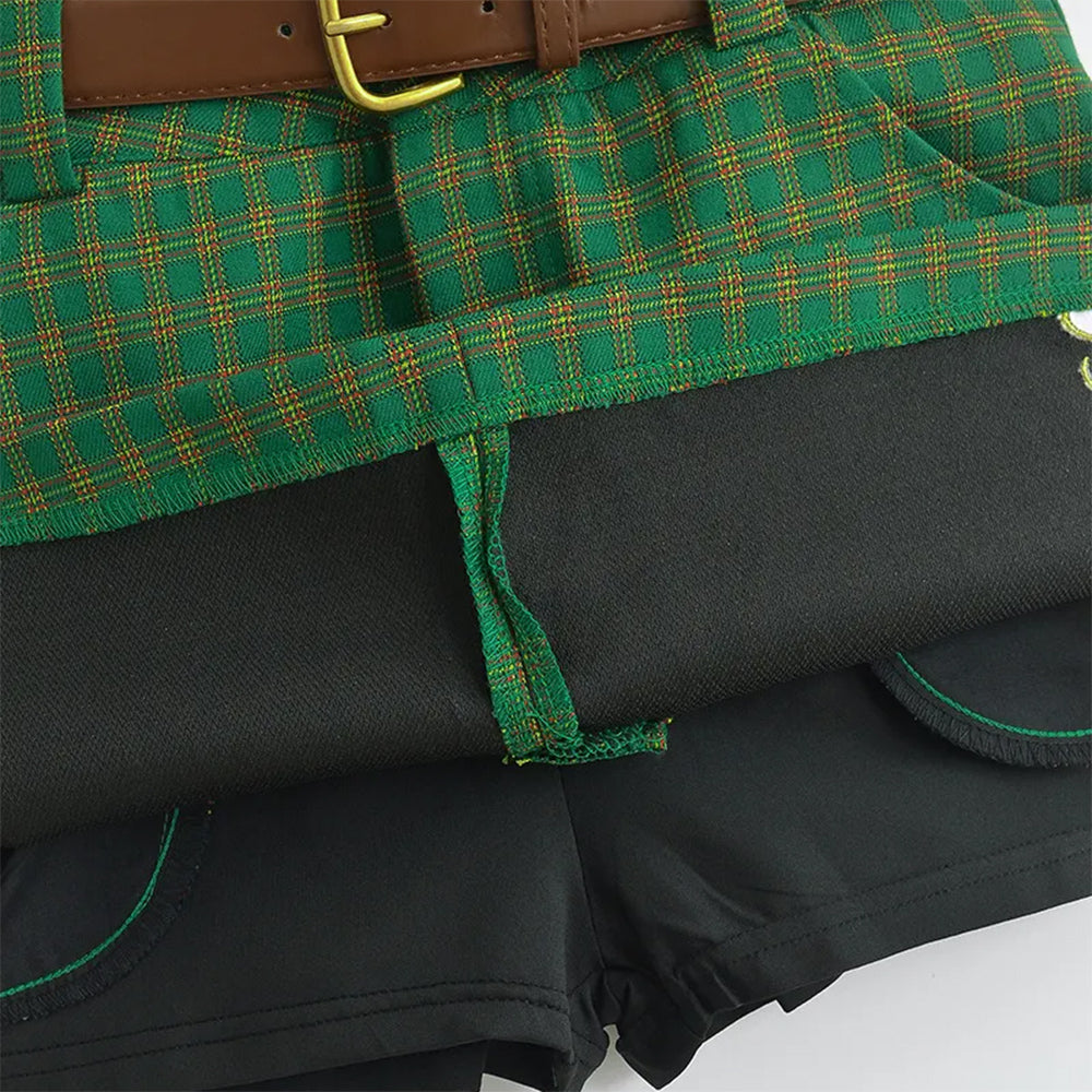 GREEN PLAID SKIRT: PREPPY SOFT GREEN CHECKERED SKIRT
