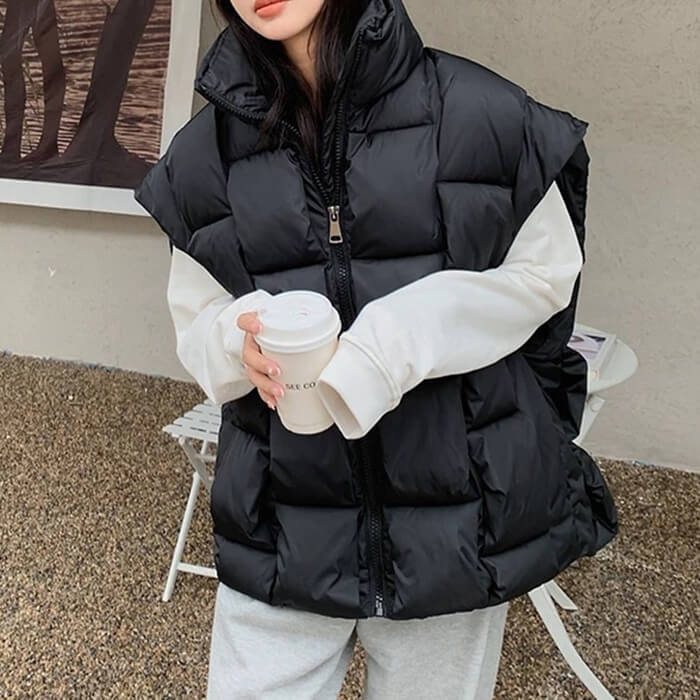 GREEN QUILTED PUFFER VEST SUREFIT PUFFER