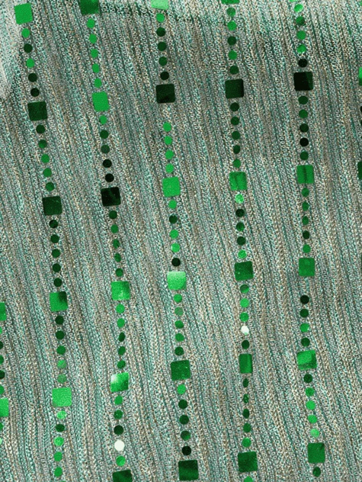 GREEN SEQUINED CROP TOP WITH BANDAGE DESIGN