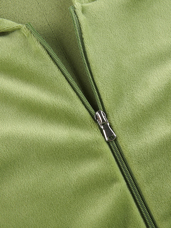 GREEN VELOUR TRACKSUIT SET - VINTAGE VELVET TRACKSUIT