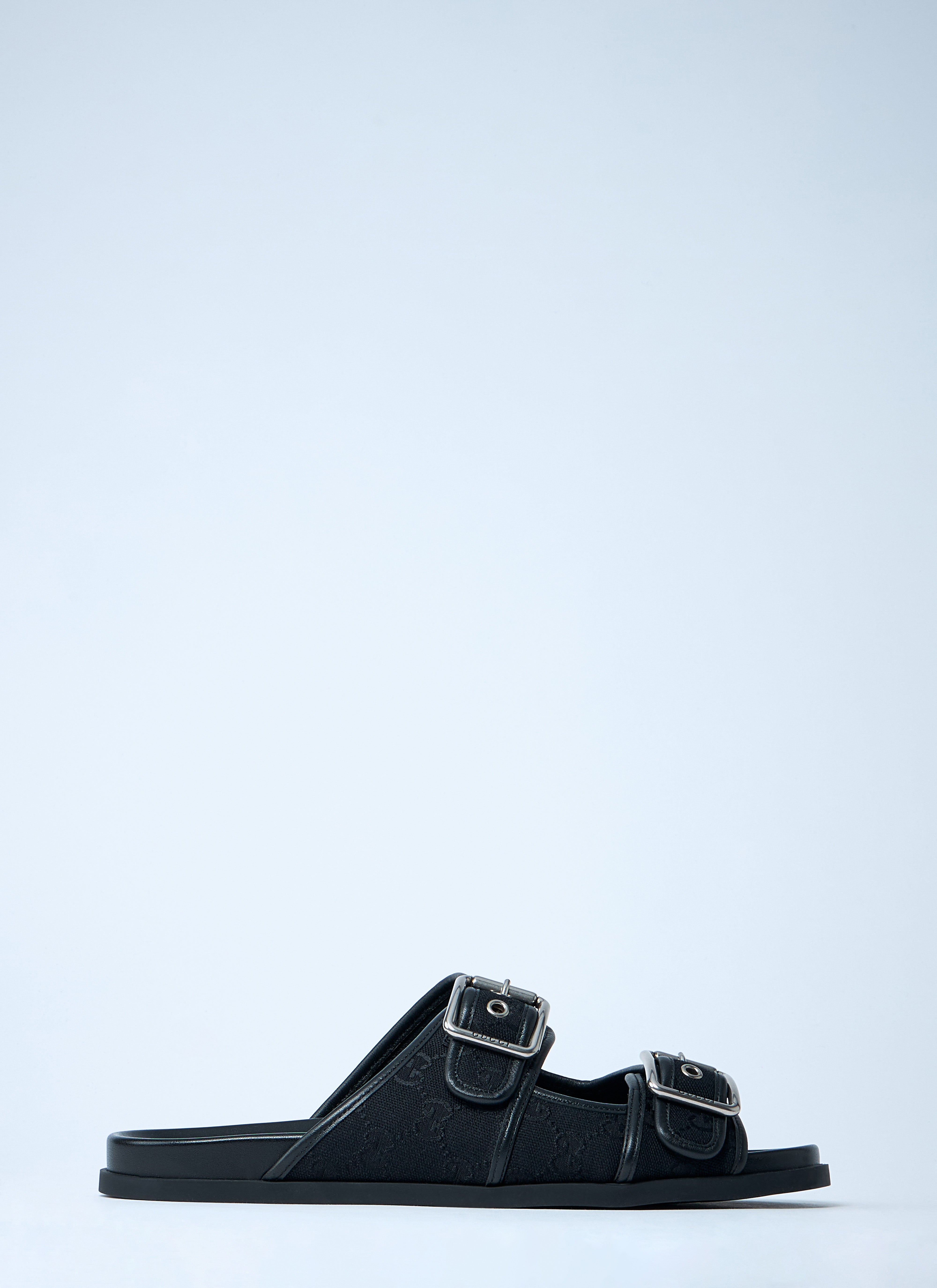 Gucci Men Gg Slide Sandals With Buckles