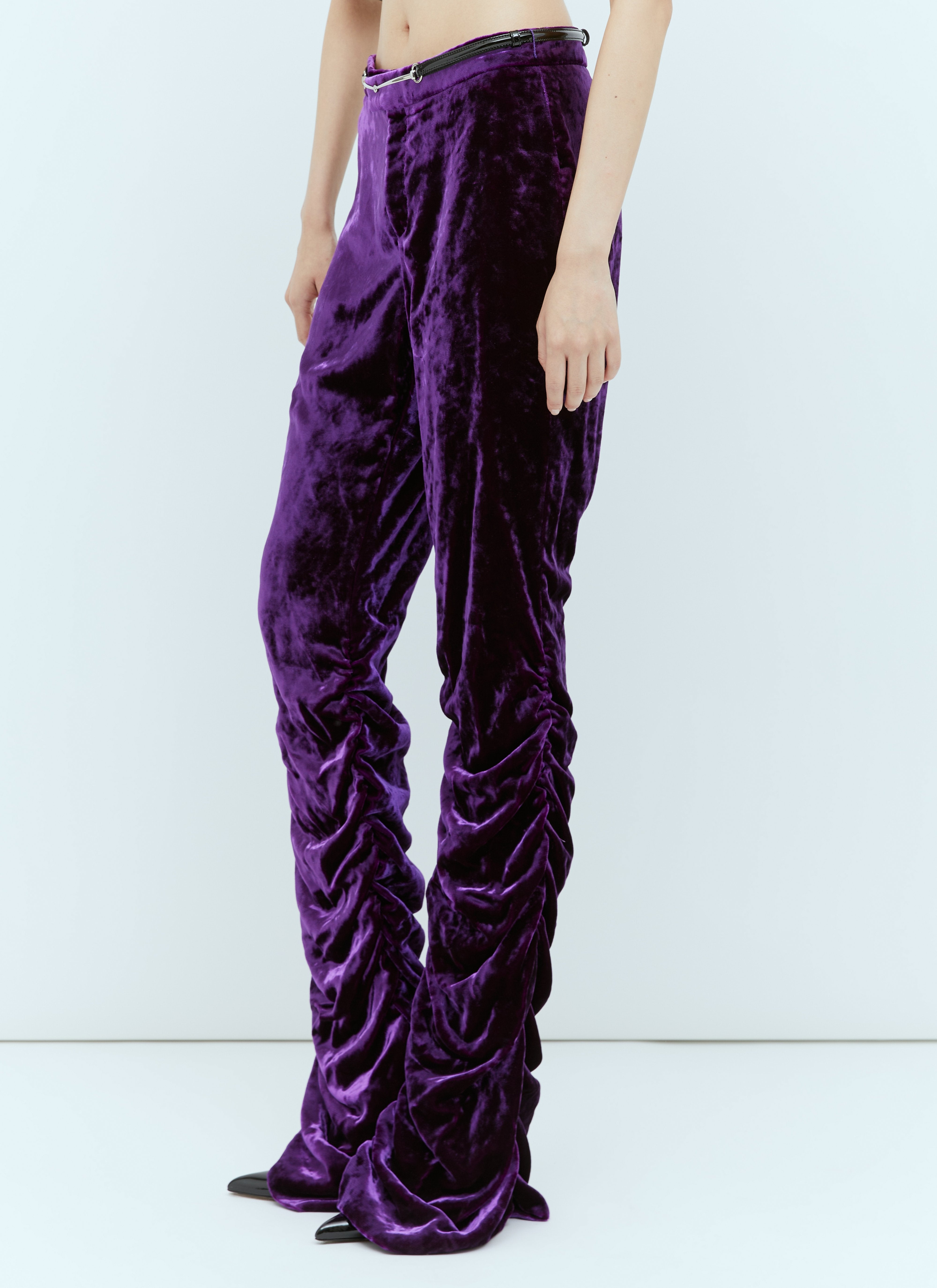 Gucci Women Horsebit Belt Velvet Pants
