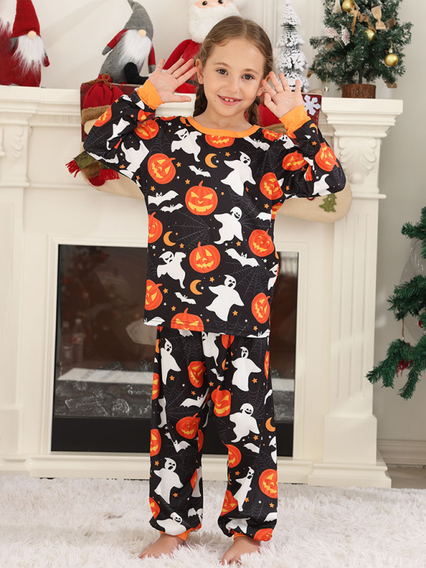 Halloween Homewear Spider Pumpkin Printed Two Piece Pajama Set