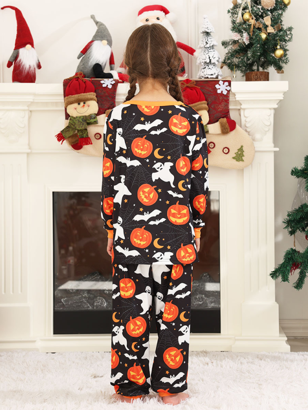 Halloween Homewear Spider Pumpkin Printed Two Piece Pajama Set