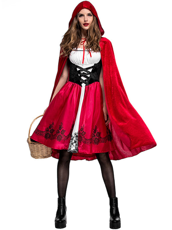 Halloween little red riding hood costume adult cosplay party costume - Red / S
