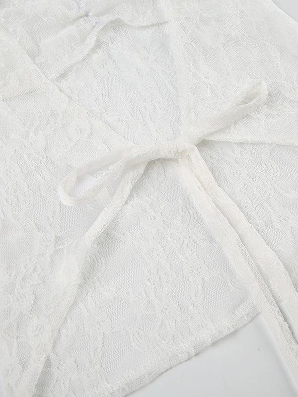 HALTER TOP - WHITE LACE NECK LACE TANK