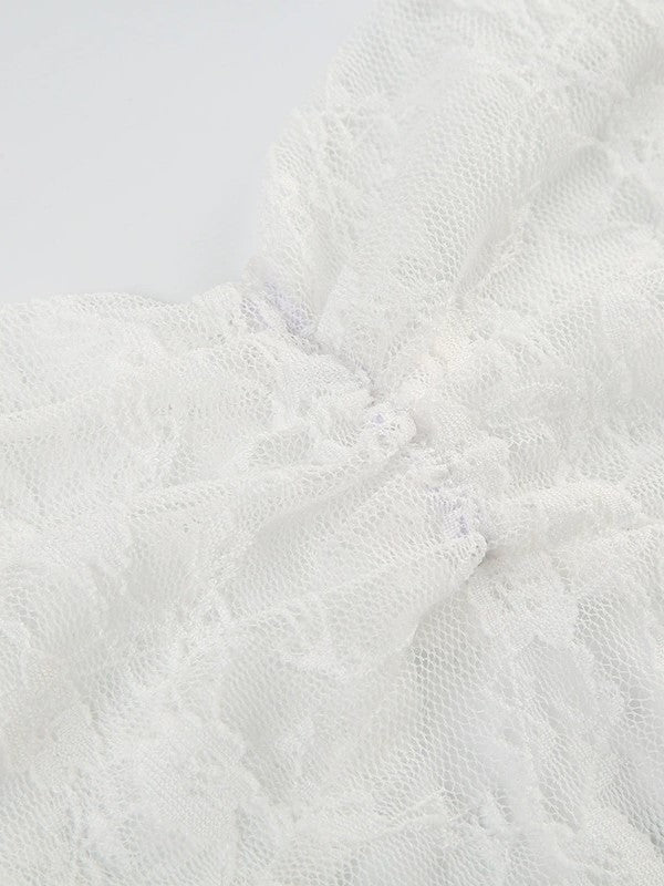 HALTER TOP - WHITE LACE NECK LACE TANK