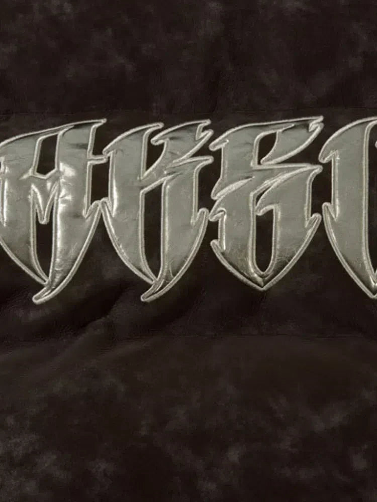 HARAJUKU PUFFER JACKET WITH TRIBAL DESIGN - BLACK PUFFER JACKET