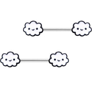 14G 9/16 Fluffy Little Clouds Barbell Nipple Ring Set