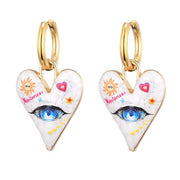 HEART EARRINGS: GOLD HOOPS WITH ENAMEL HEARTS