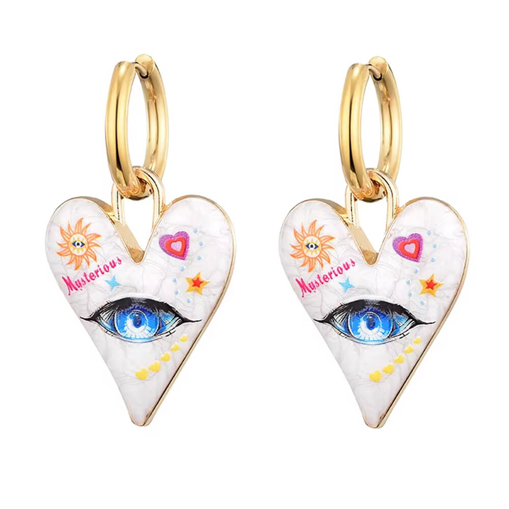 HEART EARRINGS: GOLD HOOPS WITH ENAMEL HEARTS