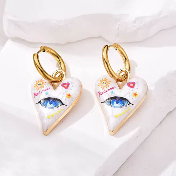 HEART EARRINGS: GOLD HOOPS WITH ENAMEL HEARTS