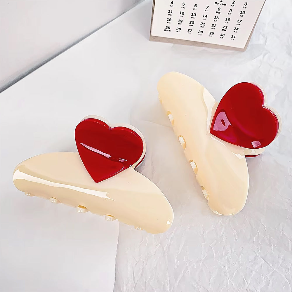 HEART HAIR CLAW CLIP SOFT GIRL HEART ACCESSORY