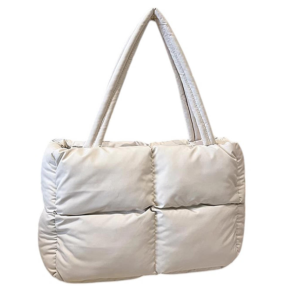 HEART PUFFER HANDBAG BLACK QUILTED TOTE