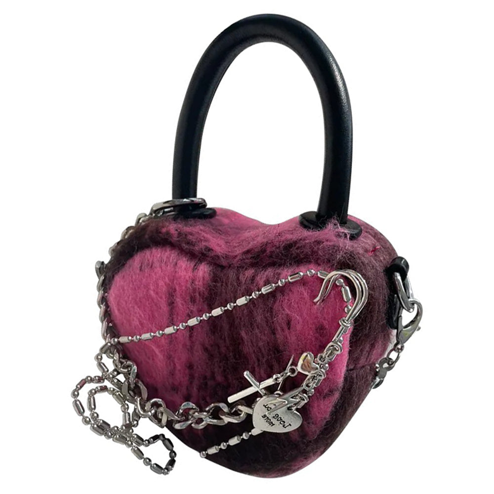 HEART PURSE EMO PHASE FAUX FUR BAG