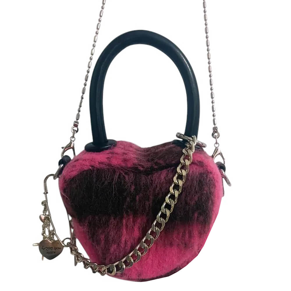 HEART PURSE EMO PHASE FAUX FUR BAG