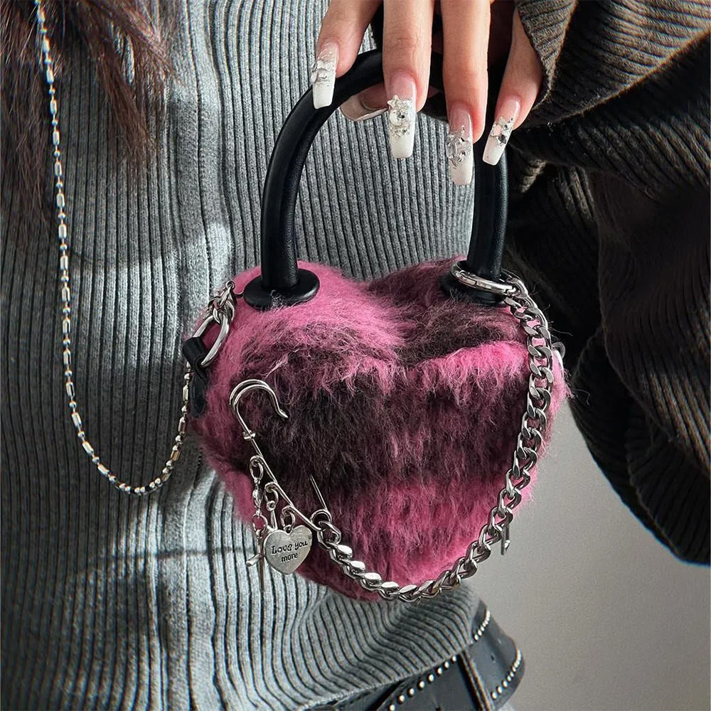 HEART PURSE EMO PHASE FAUX FUR BAG