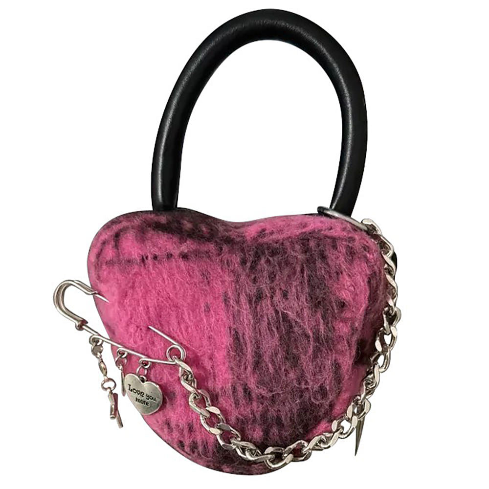 HEART PURSE EMO PHASE FAUX FUR BAG