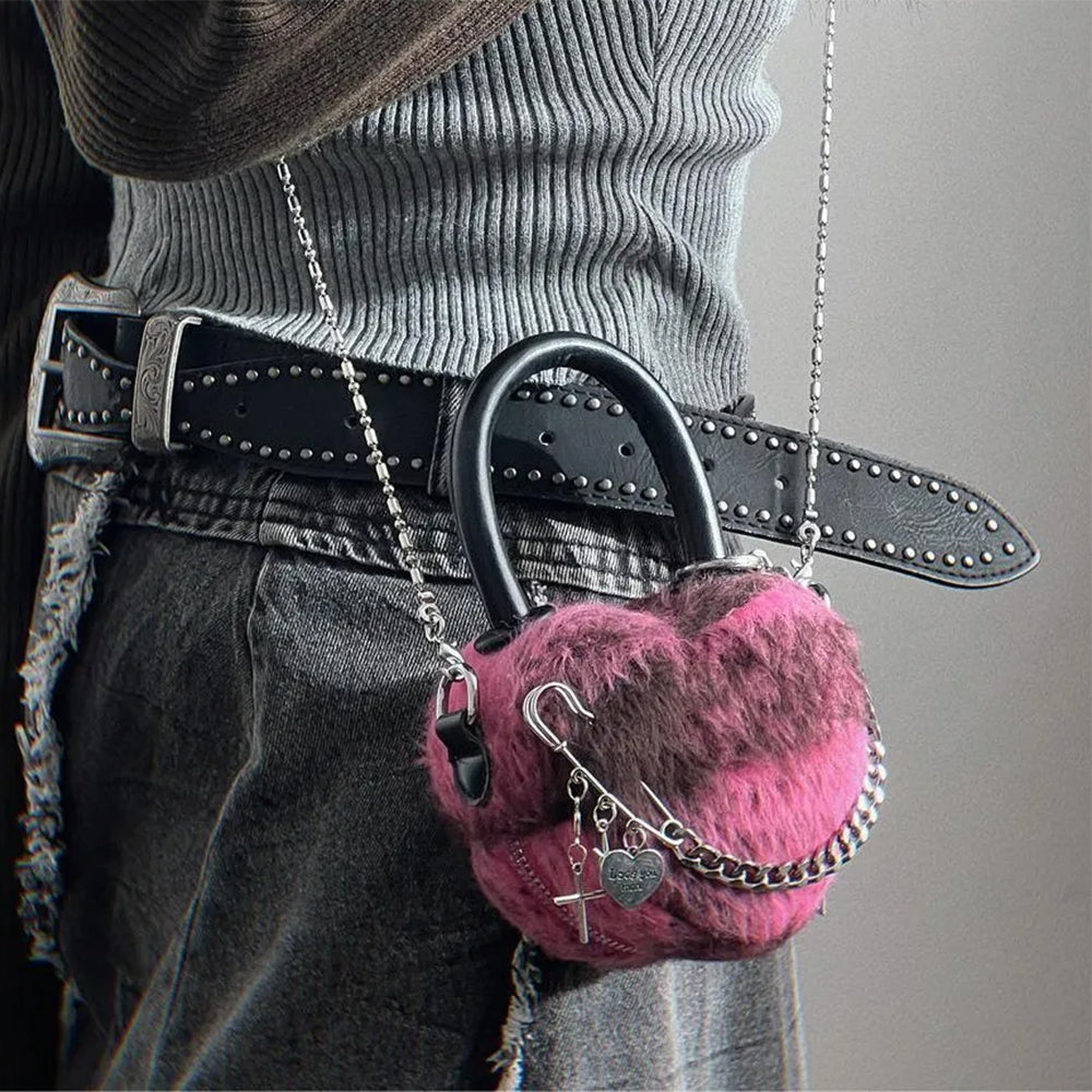 HEART PURSE EMO PHASE FAUX FUR BAG