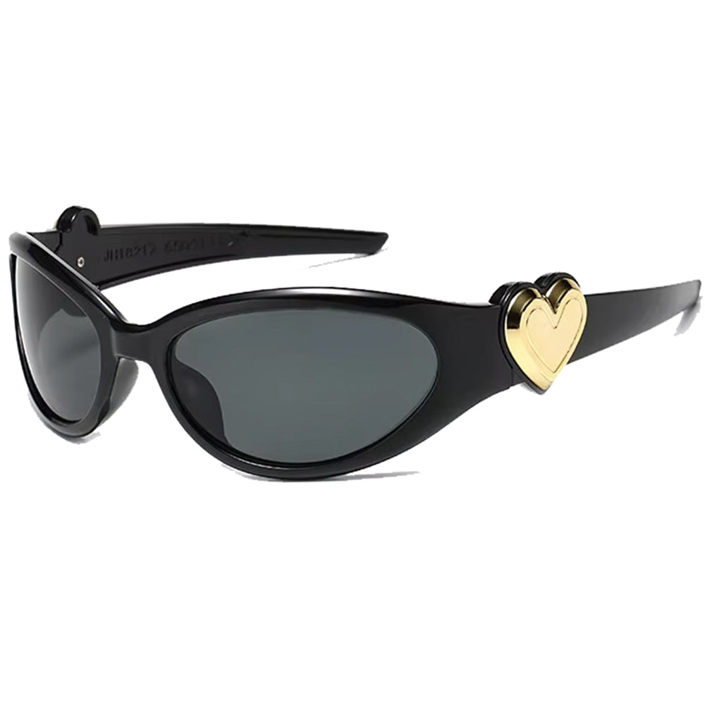 HEART SUNGLASSES Y2K AESTHETIC BLACK AND GOLD