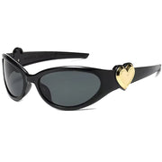 HEART SUNGLASSES Y2K AESTHETIC BLACK AND GOLD