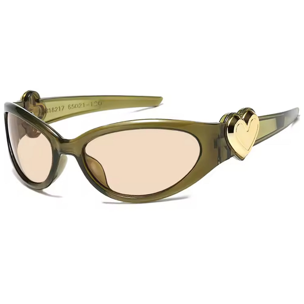 HEART SUNGLASSES Y2K AESTHETIC BLACK AND GOLD