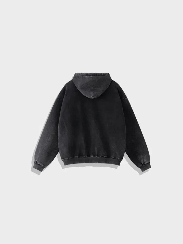 LOOSE FIT HOODIE WITH WHITE STRIPES - RELAXED FIT HOODIE