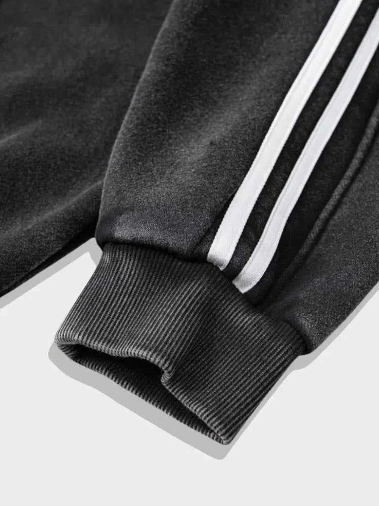LOOSE FIT HOODIE WITH WHITE STRIPES - RELAXED FIT HOODIE