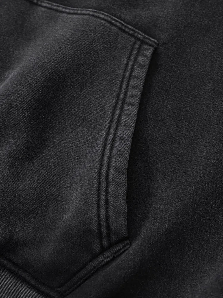 LOOSE FIT HOODIE WITH WHITE STRIPES - RELAXED FIT HOODIE