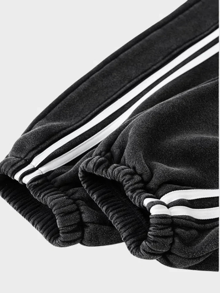 GRAY LOOSE FIT JOGGERS WITH BLACK STRIPES