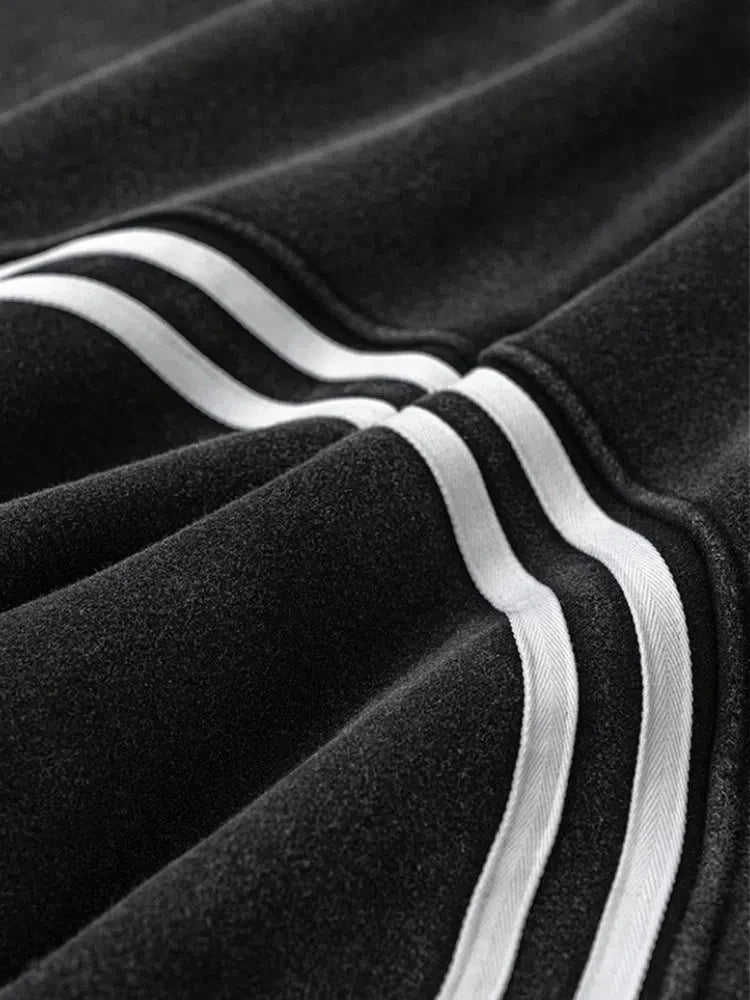 GRAY LOOSE FIT JOGGERS WITH BLACK STRIPES