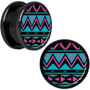 Pink Teal Tribal Print Black Anodized Screw Fit Plug Set 5/8